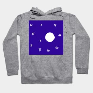 blue purple night moon watercolor design Hoodie